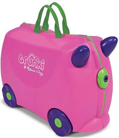  Trunki Ride-On Kids Suitcase, Tow-Along Toddler Luggage, Carry-On Cute Bag with Wheels, Airplane Travel Essentials: Trixie Girl  Pink