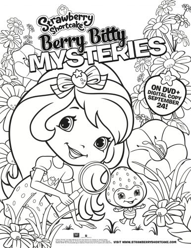 Strawberry Shortcake and Friends Coloring Book Pages with Young Strawberry  and Pupcake 