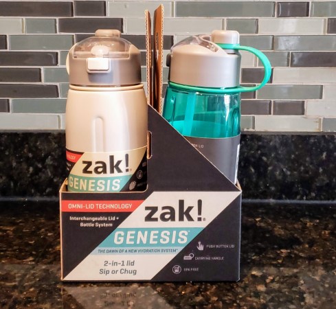 Zak Designs Genesis Versa Stainless Steel Water Bottle 2-pack with 2-in-1  Lid